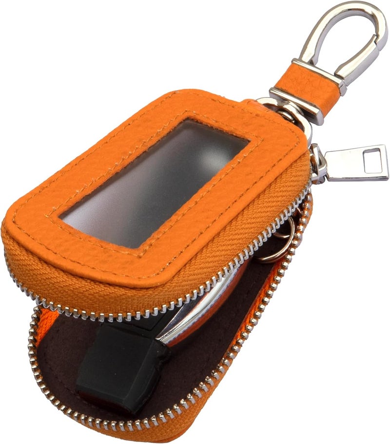 Yuoyar Premium Leather Key Fob Case - Universal Car Key Holder, Orange - Image 1