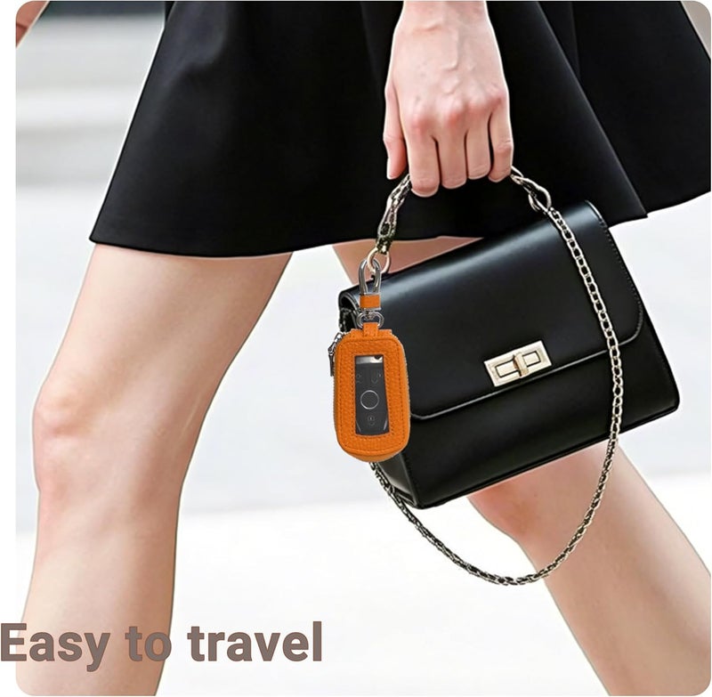 Yuoyar Premium Leather Key Fob Case - Universal Car Key Holder, Orange - Image 3