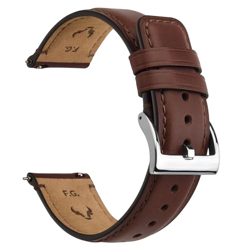 Fullmosa Leather Watch Bands for Men, 22mm 20mm 18mm Quick Release Watch Bands Strap - Burnished Band Vintage Wristband with Stainless Steel Metal Clasp - Image 1