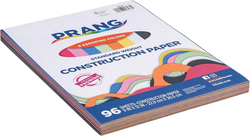 Prang (Formerly Art Street) Lightweight Construction Paper, 8 Assorted Colors, 9" x 12", 96 Sheets - Image 2