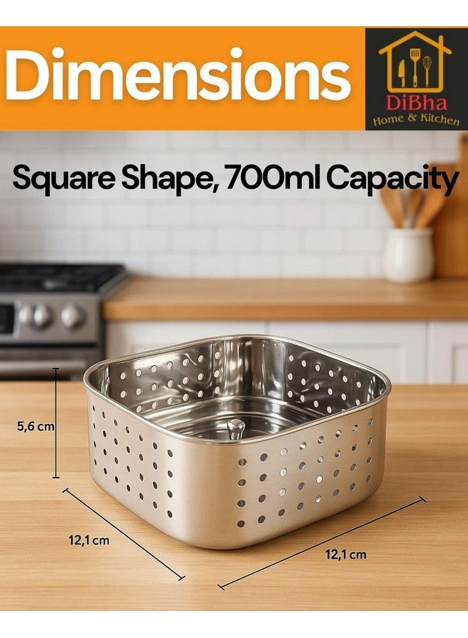 DiBha Stainless Steel Square Shape Paneer Cheese/Tofu/Sprouts Maker/Mould/Press Maker, Color - Silver (Capacity - 700ml) - Image 2