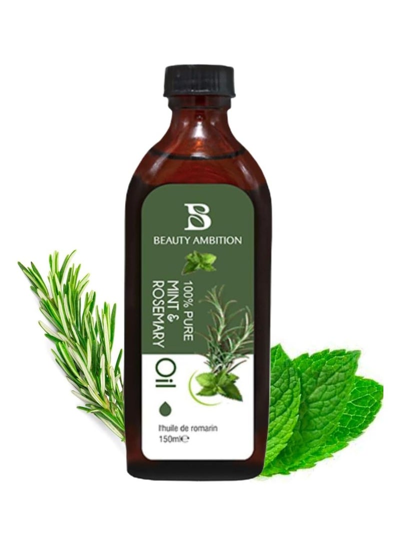 BEAUTY AMBITION Essential Rosemary & Mint Oil for Hair and Skin Care - 150 Ml 