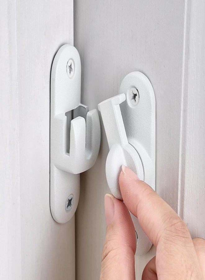 INIRET Matte White Barn Door Latches,90/180 Degree Gate Lock,Zinc Alloy Right Angle Door Lock Latch,Flip Gate Latches Hardware,Door Security Door Latch Lock fo Cabinets,Bathroom,Barn Door - Image 1
