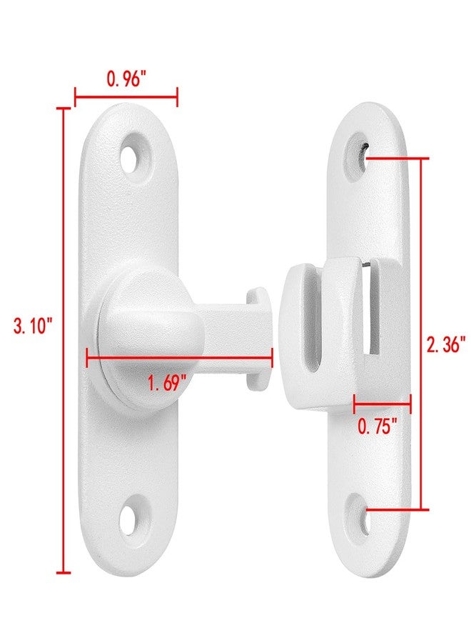 INIRET Matte White Barn Door Latches,90/180 Degree Gate Lock,Zinc Alloy Right Angle Door Lock Latch,Flip Gate Latches Hardware,Door Security Door Latch Lock fo Cabinets,Bathroom,Barn Door - Image 2