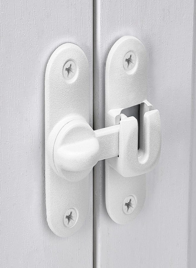 INIRET Matte White Barn Door Latches,90/180 Degree Gate Lock,Zinc Alloy Right Angle Door Lock Latch,Flip Gate Latches Hardware,Door Security Door Latch Lock fo Cabinets,Bathroom,Barn Door - Image 4