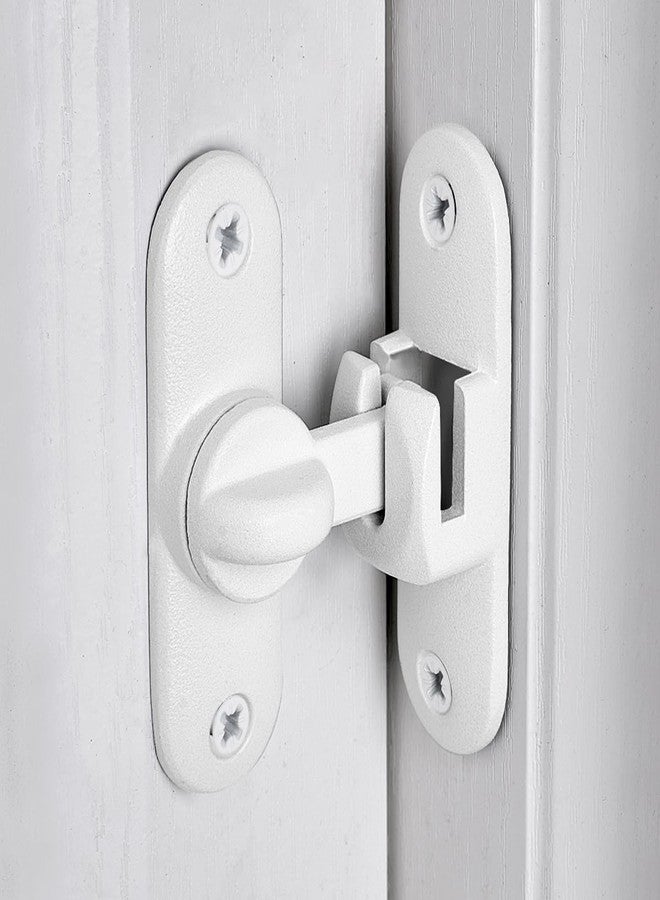 INIRET Matte White Barn Door Latches,90/180 Degree Gate Lock,Zinc Alloy Right Angle Door Lock Latch,Flip Gate Latches Hardware,Door Security Door Latch Lock fo Cabinets,Bathroom,Barn Door - Image 3