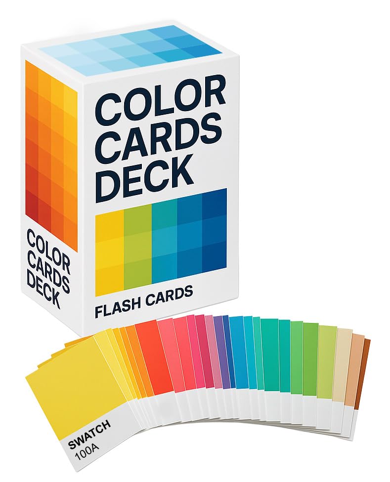 Infodeck Color Cards Deck â€“ 200 Essential Color Cube Cards for Artists & Designers â”‚ Color Palette Swatch Reference Set for Art, Design, Branding, and UI â”‚ Glossy Laminated â”‚ Infodeck - Image 1