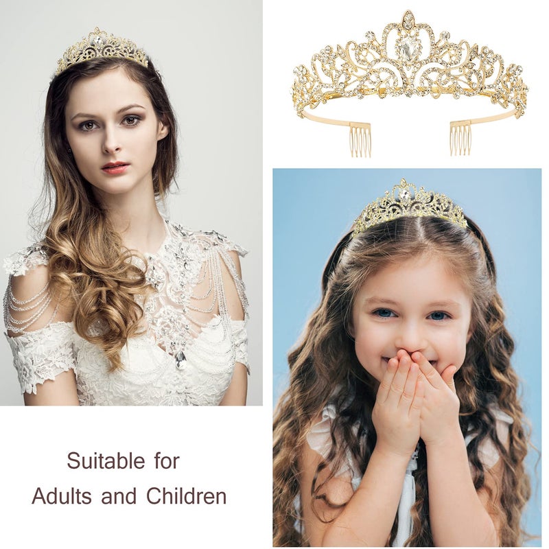 Velscrun Gold Prom Queen Tiara Crown for Women, Happy Birthday Flower Crown Sash, Party Favors Supplies, Cake Toppers, Halloween Cosplay - Image 3