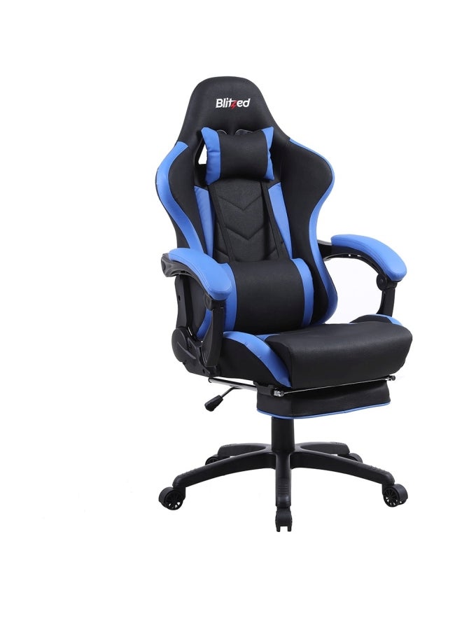 Blitzed Gaming Racing Style Chair With Retractable Footrest Black/Blue - Image 4