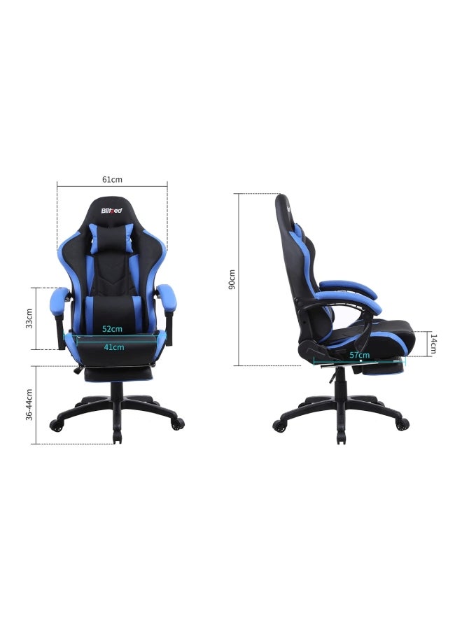 Blitzed Gaming Racing Style Chair With Retractable Footrest Black/Blue - Image 3
