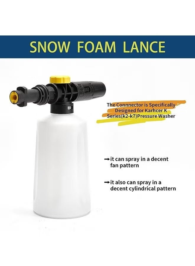 غسالة برغوة الثلج، زجاجة مدفع الرغوة النفاثة لسلسلة Karcher K2 K3 K4 K5 K6 K7 K، مولد صابون غسالة سيارات عالية الضغط، غسالة رغوة مع فوهة رشاش قابلة للتعديل (750 مل) - Image 2