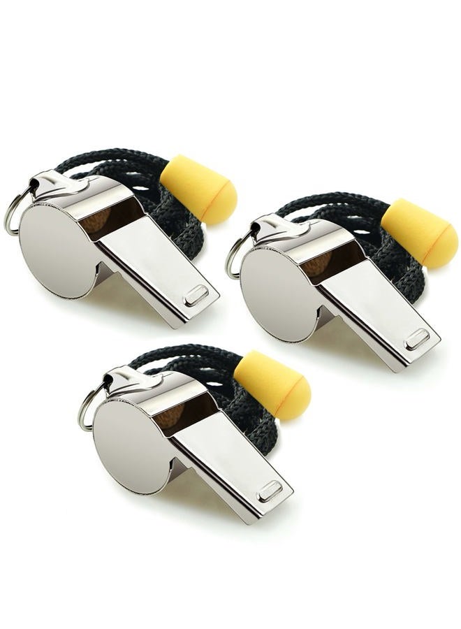 Hipat Whistle, 3 Pack Stainless Steel Sports Whistles with Lanyard, Loud Crisp Sound Whistles Great for Coaches, Referees, and Officials - Image 1