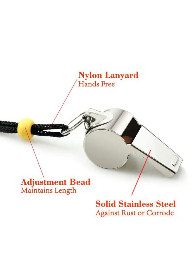 Hipat Whistle, 3 Pack Stainless Steel Sports Whistles with Lanyard, Loud Crisp Sound Whistles Great for Coaches, Referees, and Officials - Image 2