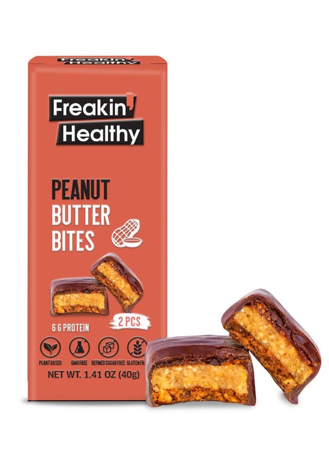 Freakin Healthy Vegan Chocolate Covered Peanut Butter Bites 40g (6g Protein)  - Image 1