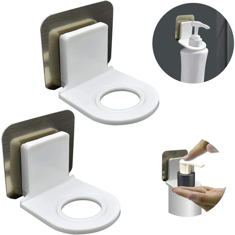 ZURATO Self Adhesive Plastic Bottle Storage Holder Hanger Bathroom Shower with Sticker Wall Mounted Stand Hanging Hook Shelves (Set of 2 hook , Bottle Not Included, Multicolour ) - Image 2