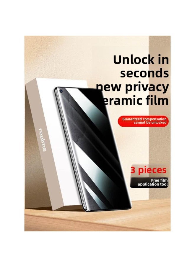 Realme Gt Master Exploration Version Peep-proof Ceramic Film Real Gt Tempered Film Full Screen Coverage Master Version Re-Color:Imported Full Glue Ceramic Film Protection Privacy Seconds Unlock Anti-peep 3 Pieces-Dimensions:realme GT Master Edition  - Image 2