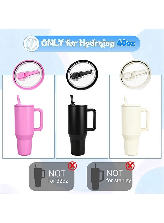 Wffo 2 Pack 40oz Flip Straw Leak Proof Lid - For Stanley Quencher Spill Proof Splash Resistant Tumbler Lids Reusable Tumbler Cover For Stanley Cup (Cream & Pink) - Image 2
