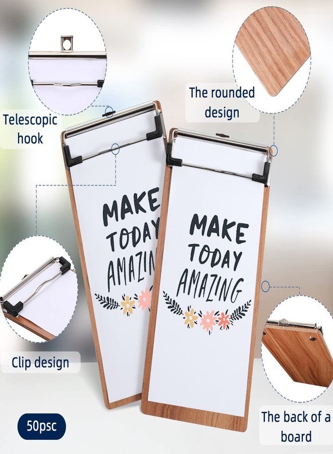 Harloon 50 Pcs Mini Wood Clipboard Check Presenters Bulk Small Wooden Clip Half Page Clipboard Check Presenter Clipboard for Restaurants Waitress Guest Receipt Menu Holder, 8 x 4'' (Brown) - Image 4