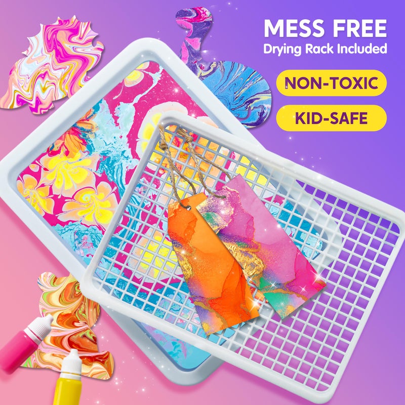 Klever Kits Marbling Paint for Kids, Metallic Gold Water Marble Paint Art, Arts and Crafts for Girls & Boys 6-12 Years Old, Craft Kits, Birthday Gifts Ideas Activities Toys - Image 2