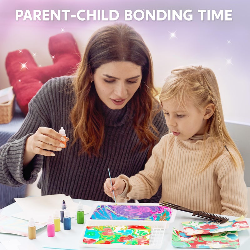 Klever Kits Marbling Paint for Kids, Metallic Gold Water Marble Paint Art, Arts and Crafts for Girls & Boys 6-12 Years Old, Craft Kits, Birthday Gifts Ideas Activities Toys - Image 5