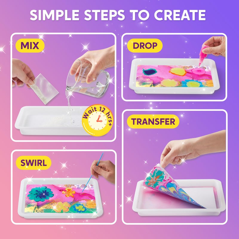 Klever Kits Marbling Paint for Kids, Metallic Gold Water Marble Paint Art, Arts and Crafts for Girls & Boys 6-12 Years Old, Craft Kits, Birthday Gifts Ideas Activities Toys - Image 4