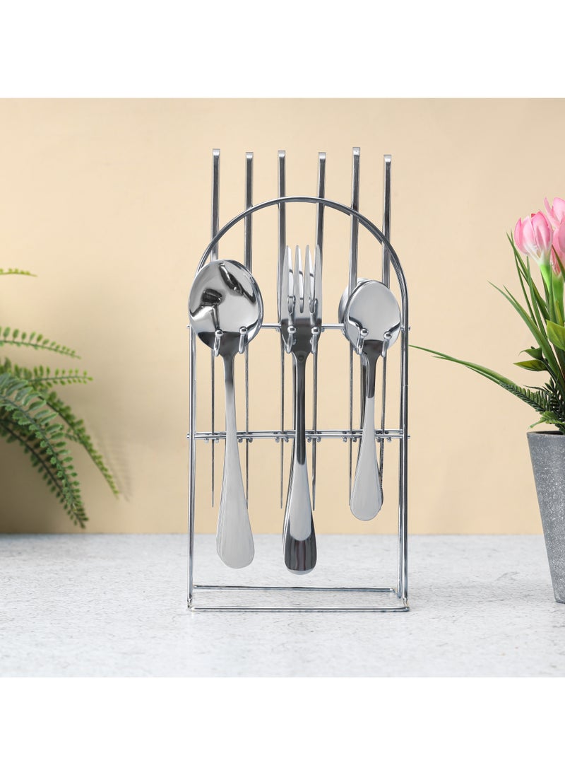 DELCASA - Delcasa 24Pc SS Cutlery Set with stand 6pcs table spoon 6pcs table fork 6pcs table spoon 6pcs tea spoon - Image 1