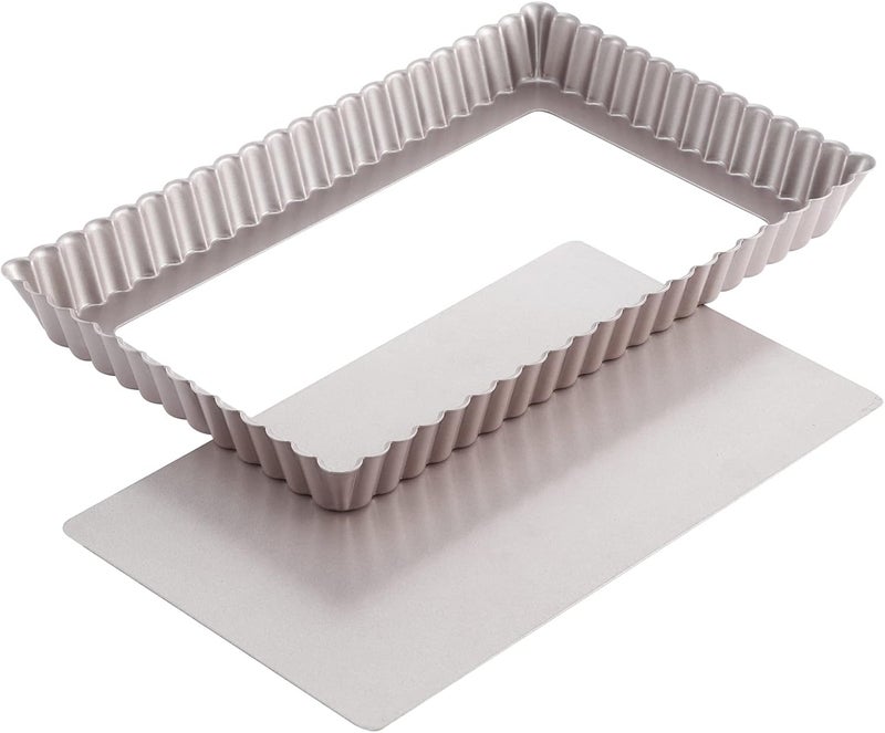 chefmade Rectangle Tart Pan, 7x11-Inch with Removable Loose Bottom Non-Stick Oblong Quiche Bakeware for Oven Baking (Champagne Gold) - Image 1