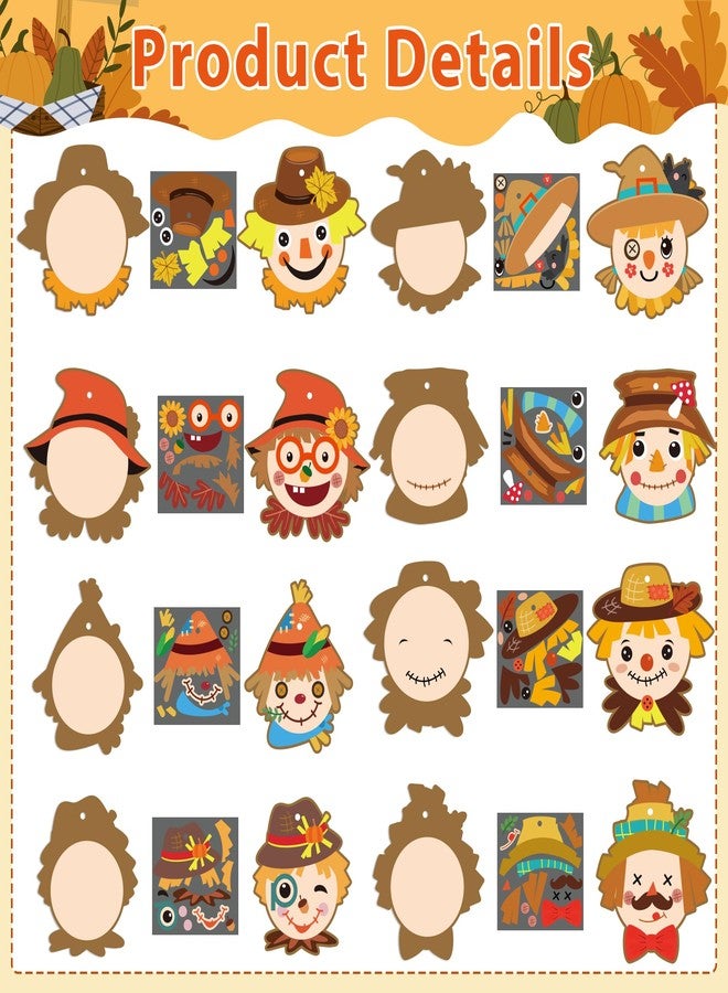 BeYumi 123Pcs Fall Scarecrow Head Craft Kit DIY Scarecrow Craft Autumn Thanksgiving Art Craft Make Your Own Scarecrow Head Set Home Classroom Game Activities Art Supplies Decor for Kindergarten Kids - Image 3