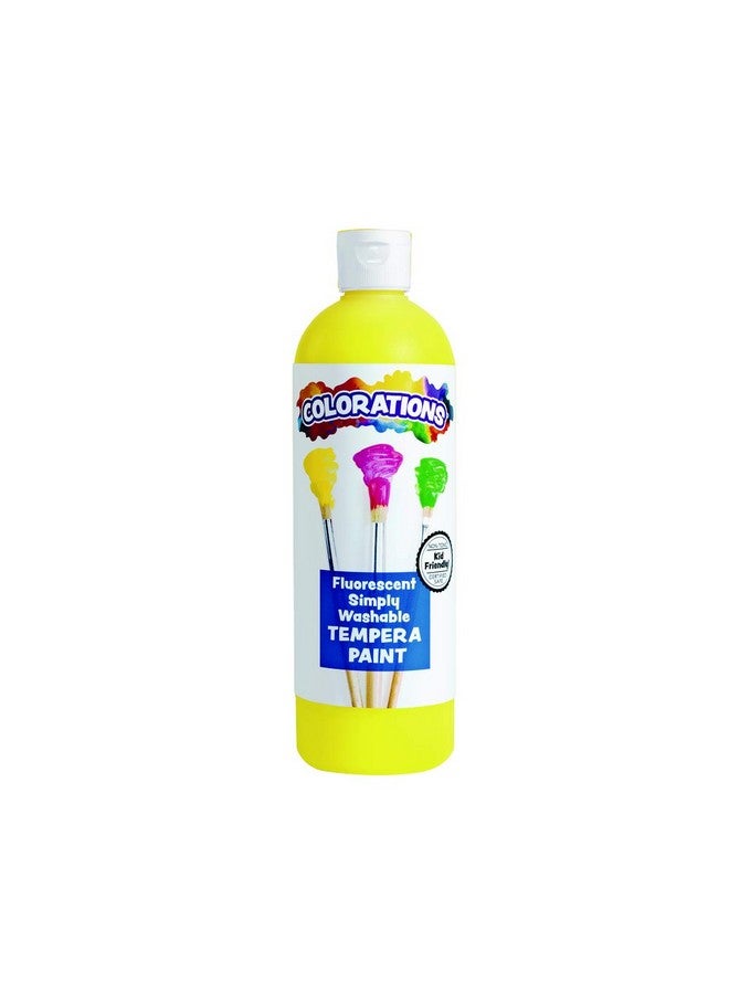 Colorations Washable Tempera Paint, 16 fl oz, Fluorescent Yellow, Neon, Non Toxic, Vibrant, Bold, Bright, Kids Paint, Craft, Hobby, Fun, Art Supplies (Item # FSWTYE) - Image 1