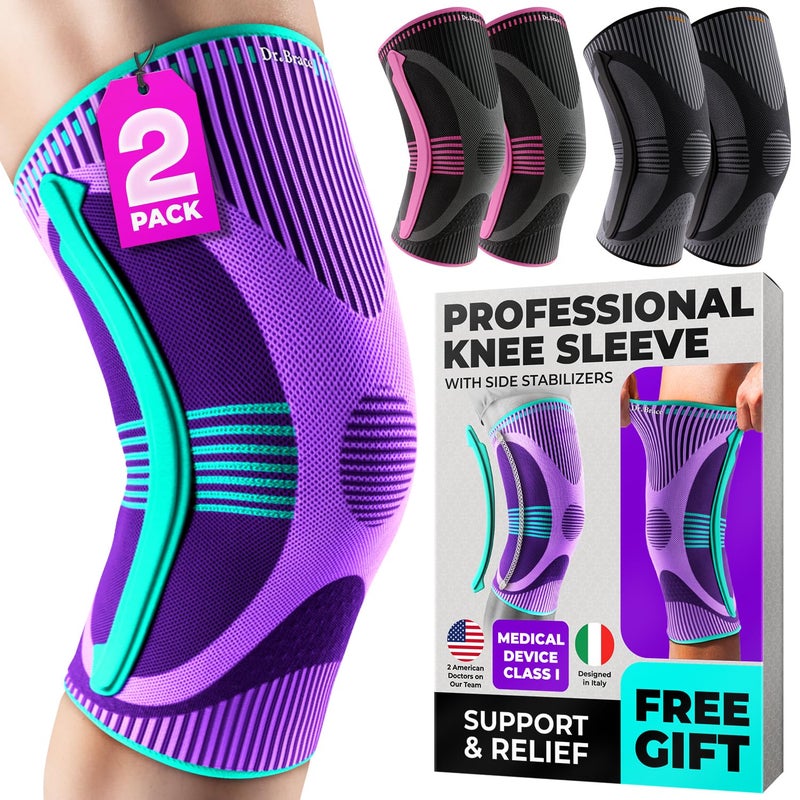 DR. BRACE ELITE Knee Brace with Size Stabilizer (2 Pack) Knee Brace for Women & Men, Workout, Sports, Daily Knee Compression Sleeve for Maximum Knee Pain Support & Fast Recovery (Galaxsis, X-Large) 2 - Image 1
