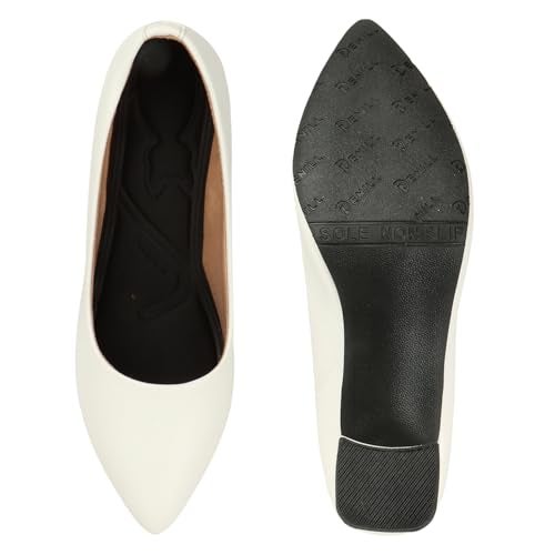 Denill Women Pump Block Heels (White, Numeric_5) - Image 4