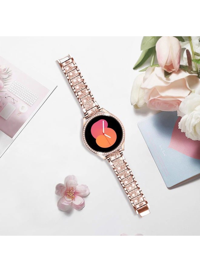 DEALELE Strap Compatible with Samsung Galaxy Watch 5 40mm / 44mm, 20mm Shiny Rhinestone Diamond Metal Bands with Protective Case Replacement for Galaxy Watch 4 40mm / 44mm Women Men, 44mm, Alloy Steel - Image 4