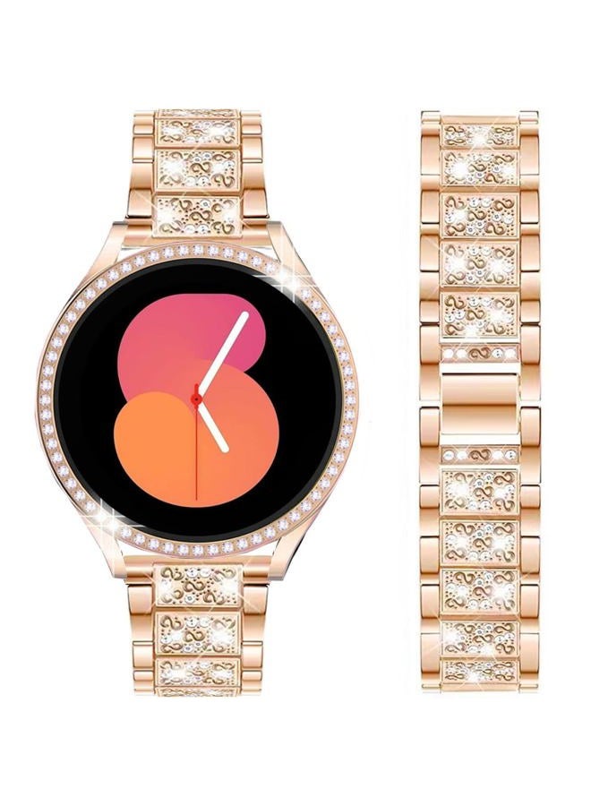 DEALELE Strap Compatible with Samsung Galaxy Watch 5 40mm / 44mm, 20mm Shiny Rhinestone Diamond Metal Bands with Protective Case Replacement for Galaxy Watch 4 40mm / 44mm Women Men, 44mm, Alloy Steel - Image 1