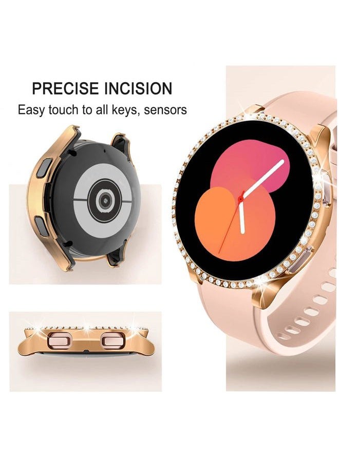 DEALELE Strap Compatible with Samsung Galaxy Watch 5 40mm / 44mm, 20mm Shiny Rhinestone Diamond Metal Bands with Protective Case Replacement for Galaxy Watch 4 40mm / 44mm Women Men, 44mm, Alloy Steel - Image 3