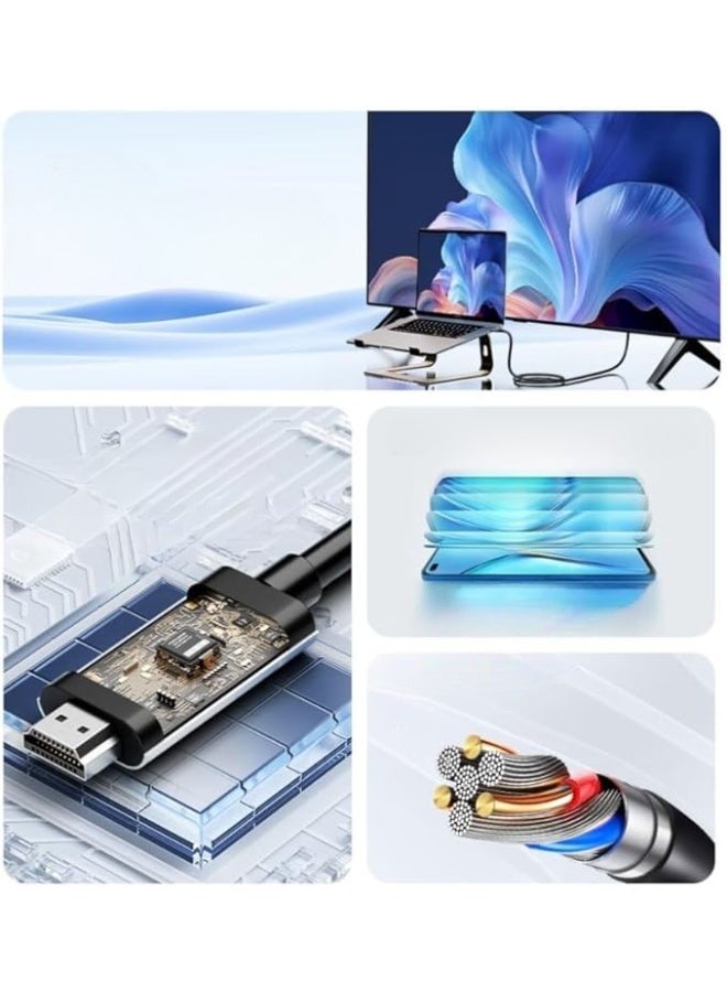 USB-C to HDMI Cable – 6.6ft / 2m – 4K @ 60Hz HDR Support with Audio Sync – High-Speed Type-C to HDMI Converter for TV, Monitor & Projector - Image 2