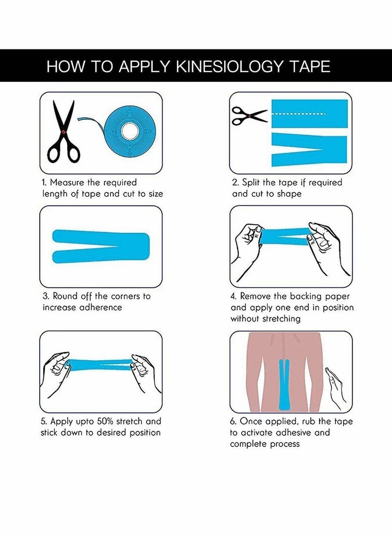 Zikra شريط كينيسيو الرياضي شريط دعم 5م لفة من الشريط المرن المقاوم للماء لدعم واستعادة العضلات شريط دعم العضلات جودة شريط رياضي 2 قطعة - Image 4