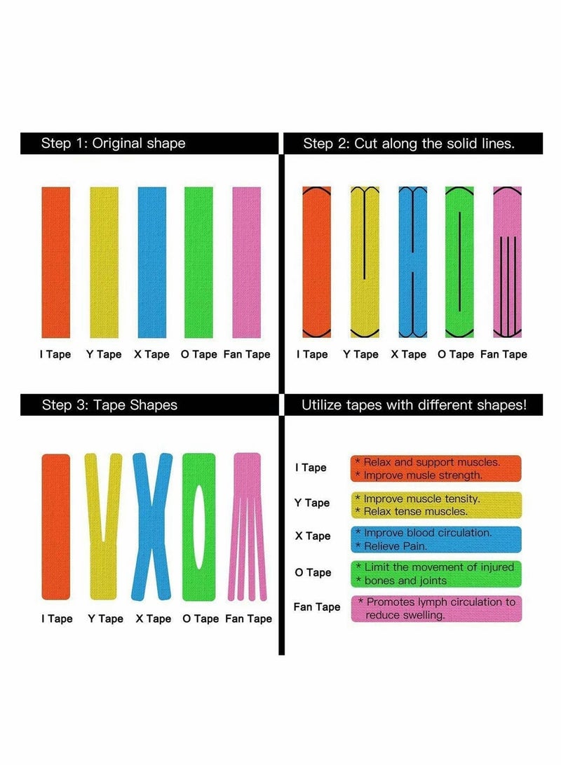 Zikra شريط كينيسيو الرياضي شريط دعم 5م لفة من الشريط المرن المقاوم للماء لدعم واستعادة العضلات شريط دعم العضلات جودة شريط رياضي 2 قطعة - Image 3