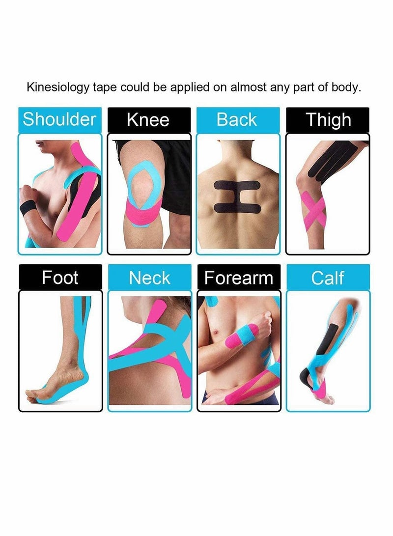 Zikra شريط كينيسيو الرياضي شريط دعم 5م لفة من الشريط المرن المقاوم للماء لدعم واستعادة العضلات شريط دعم العضلات جودة شريط رياضي 2 قطعة - Image 2
