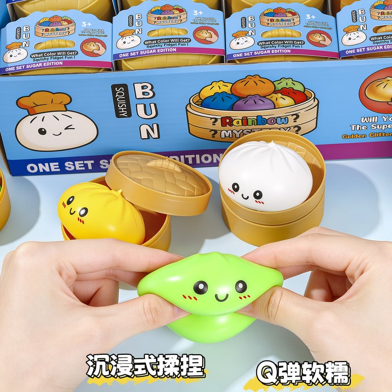 Colorful Random Baozi Squeeze Toy with Steamer Blind Box - Image 2