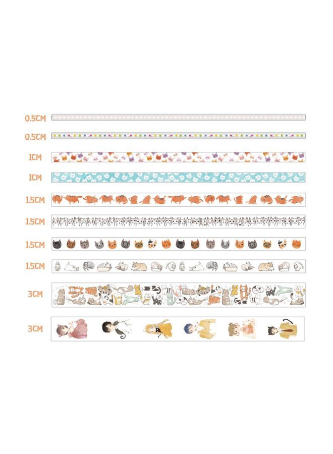 NIBEMINENT 10-Piece Printed Scrapbooking Tape Roll Multicolour - Image 3