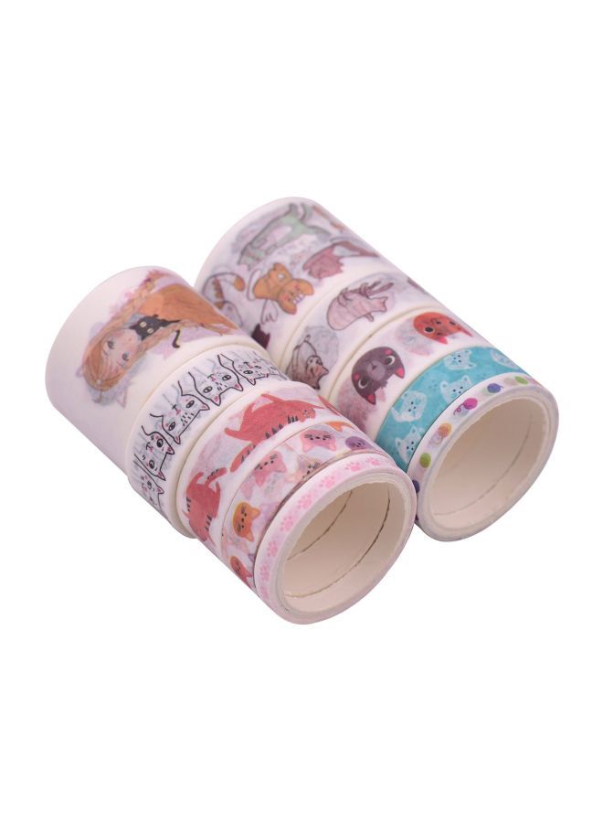 NIBEMINENT 10-Piece Printed Scrapbooking Tape Roll Multicolour - Image 2