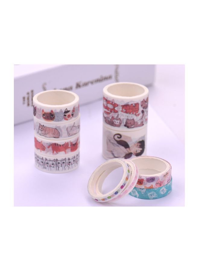 NIBEMINENT 10-Piece Printed Scrapbooking Tape Roll Multicolour - Image 4