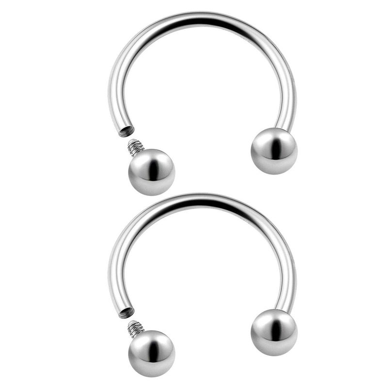 VIUJUH 2PCS Surgical Steel Internally Threaded Horseshoe Earrings 16g 3/8 10mm 3mm Ball Lobe Earrings Tragus Piercing Jewelry 2266 (10mm) - Image 1
