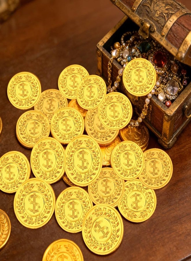WSepascI Plastic Gold Coins, 100Pcs Fake Gold Coins Bulk, Play Coin for Kids Board Games Classroom Reward Treasure Hunt Games Lucky Draw Game Adventure Theme Props St. Patricks Day Mardi Gras Party Supplies - Image 3