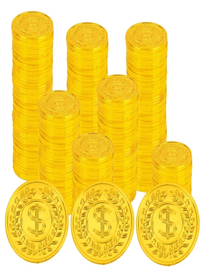 WSepascI Plastic Gold Coins, 100Pcs Fake Gold Coins Bulk, Play Coin for Kids Board Games Classroom Reward Treasure Hunt Games Lucky Draw Game Adventure Theme Props St. Patricks Day Mardi Gras Party Supplies - Image 1