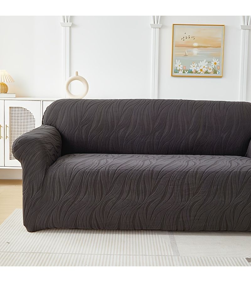Thickened Jacquard Brushed Full Cover Sofa Slipcover For 57.09 70.87 Inch Double Seat Sofa Wear Resistant Non Slip Ornate Style Outdoor Sun Proof Dark Gray Includes Foam Strips - Image 5