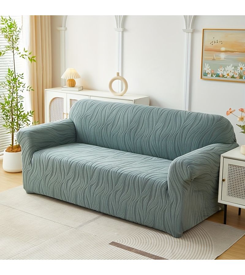 Thickened Jacquard Brushed Full Cover Sofa Slipcover For 57.09 70.87 Inch Double Seat Sofa Wear Resistant Non Slip Ornate Style Outdoor Sun Proof Dark Gray Includes Foam Strips - Image 2