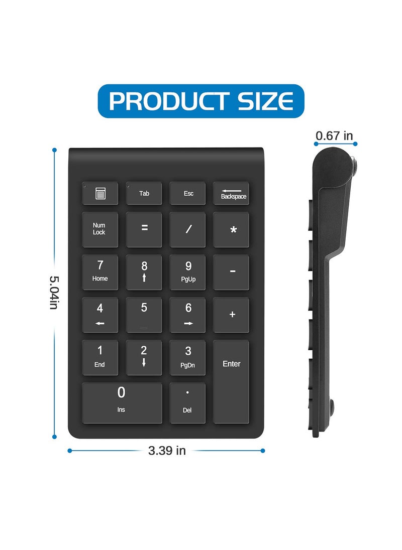 Foloda Foloda Wireless Number Pads, Numeric Keypad Numpad 22 Keys Portable 2.4 GHz Financial Accounting Number Keyboard Extensions 10 Key for Laptop, PC, Desktop, Surface Pro, Notebook  - Image 3