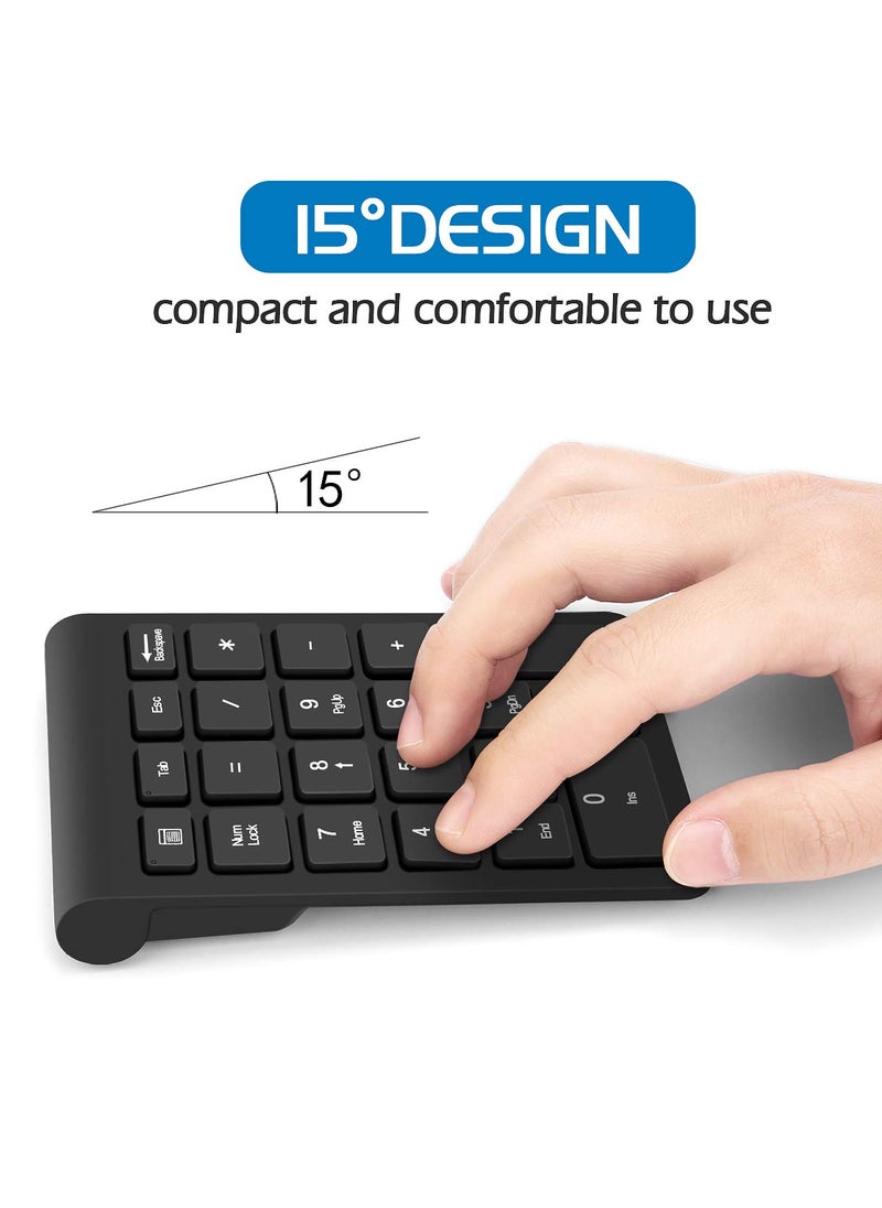 Foloda Foloda Wireless Number Pads, Numeric Keypad Numpad 22 Keys Portable 2.4 GHz Financial Accounting Number Keyboard Extensions 10 Key for Laptop, PC, Desktop, Surface Pro, Notebook  - Image 2