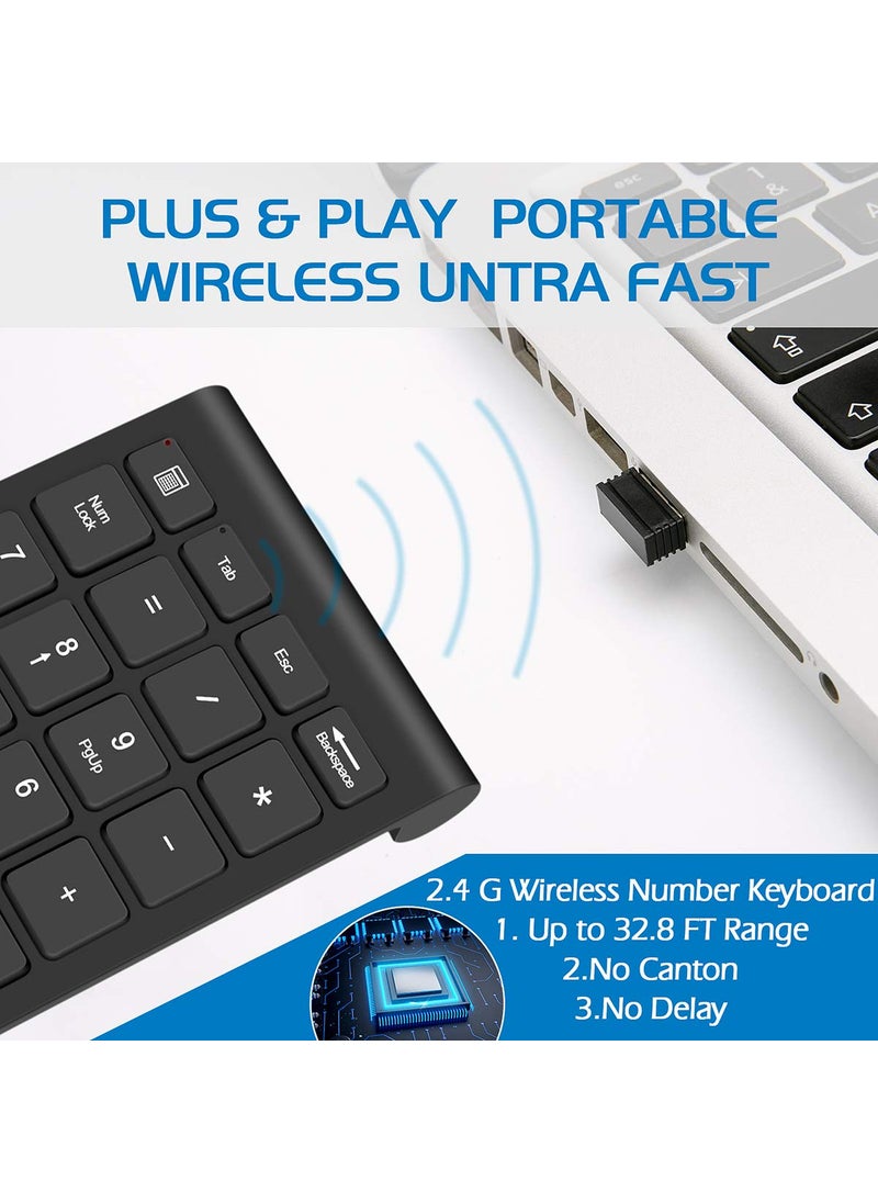 Foloda Foloda Wireless Number Pads, Numeric Keypad Numpad 22 Keys Portable 2.4 GHz Financial Accounting Number Keyboard Extensions 10 Key for Laptop, PC, Desktop, Surface Pro, Notebook  - Image 4